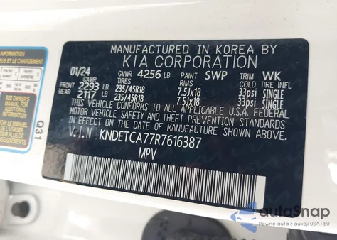 2024 Kia Seltos Sx Turbo z USA, uszkodzony, nr VIN KNDETCA77R7616387